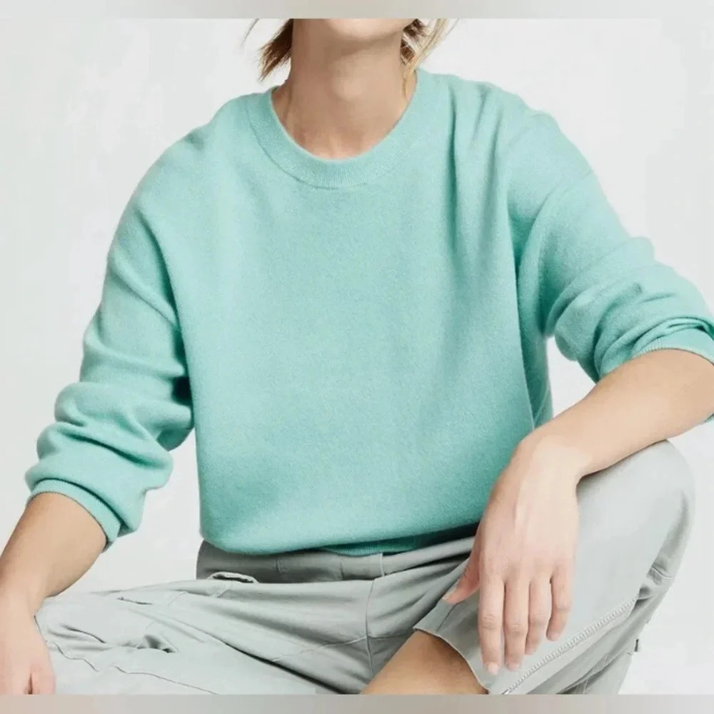 VINCE Double Layer Cashmere Crew Pull Over Light Aqua Size XS